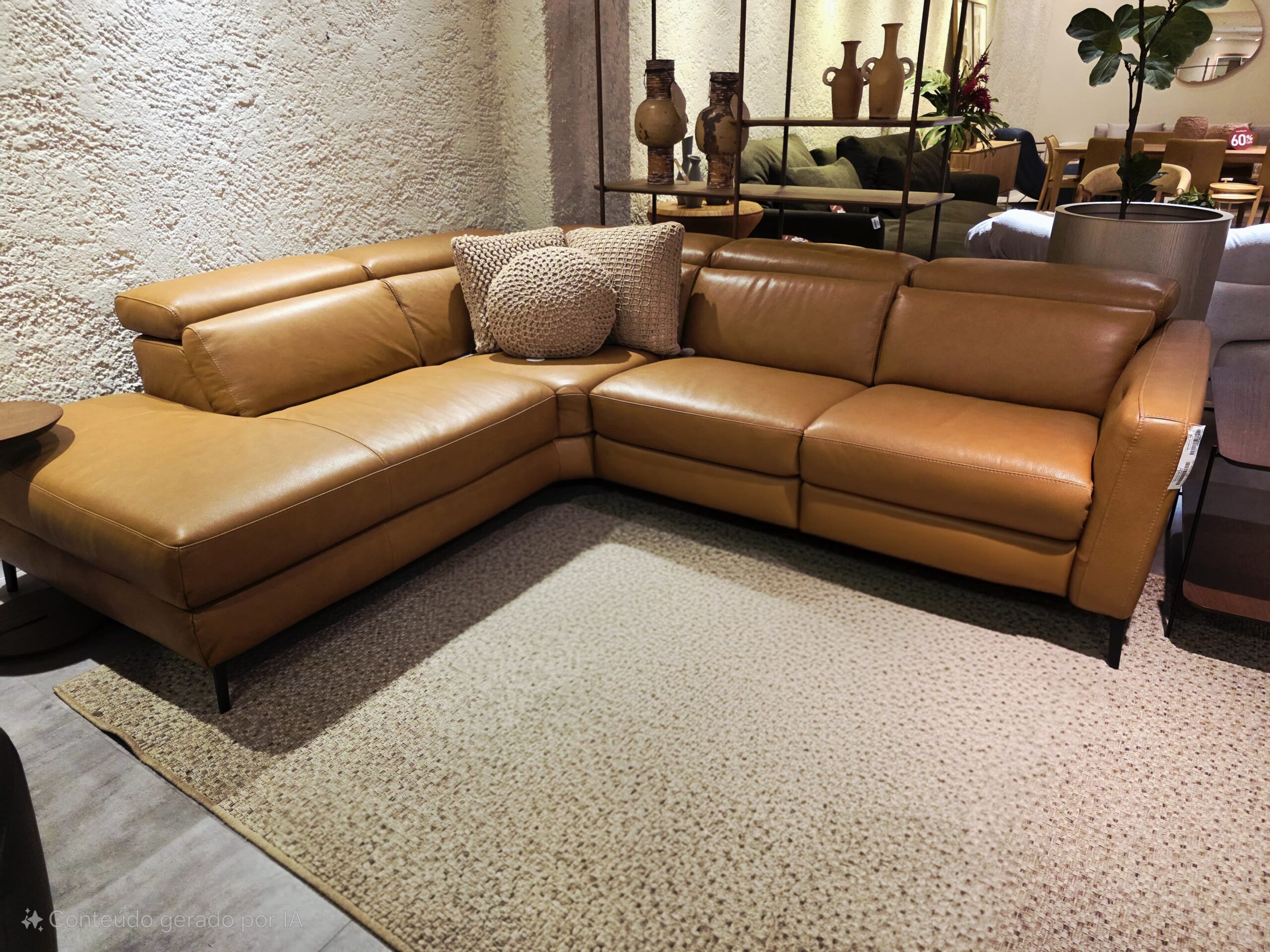 SOFA CANTO BY NATUZZI ELÉTRICO COURO MED. 2,70X2,35